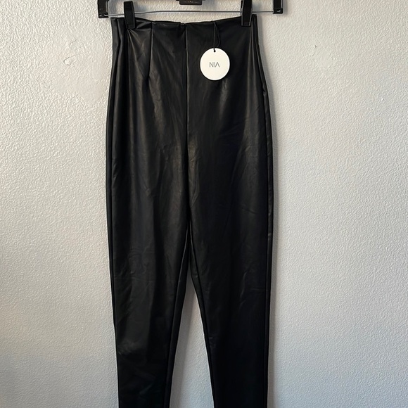 NIA Pants - NIA Faux Leather Leggings Push Up Stretch High Waist Sexy Yoga Pants Black